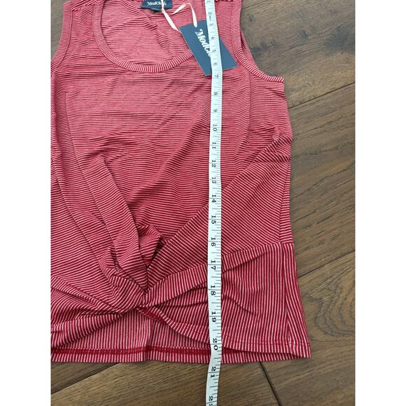 ModCloth Striped Scoop Neck Knotted Moxie Knit Tank Top Red Womens Sz XXS NWT - Picture 8 of 9